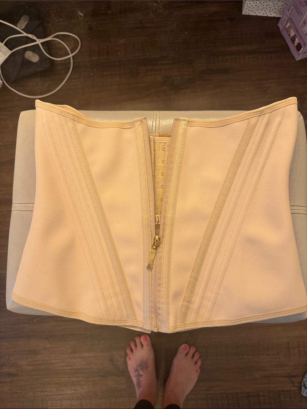 High-Waist Nude Peach Waist Trainer with Front Zip